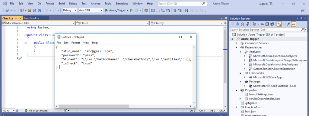 Azure Functions HTTP Trigger Code