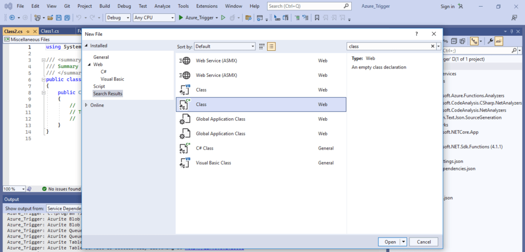Azure Functions HTTP Trigger Class File