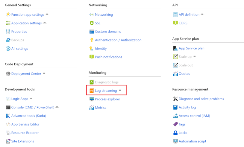 Built-in streaming log