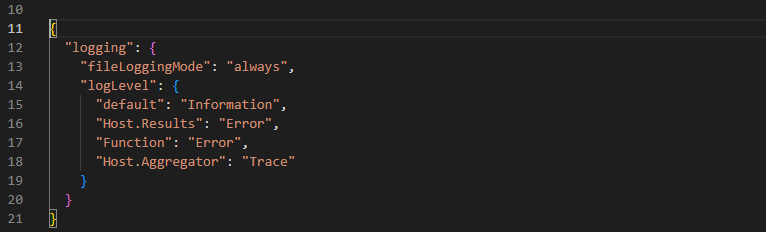 log level in azure function