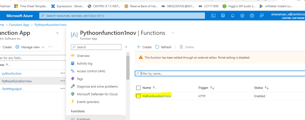Selecting Pythonfunction