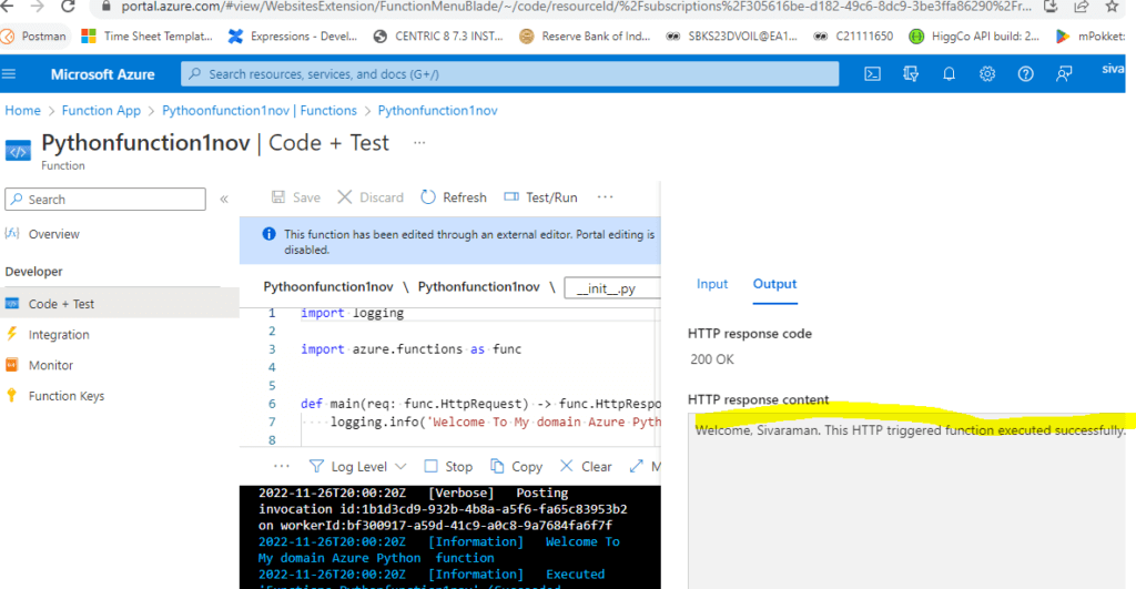 Azure Functions Python - Code+test 3