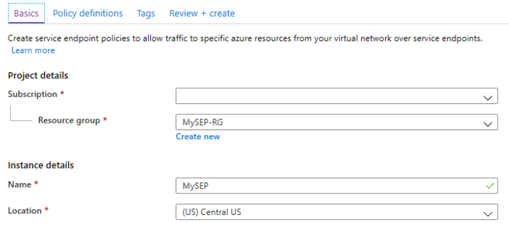 Azure Service Endpoint - Page Info