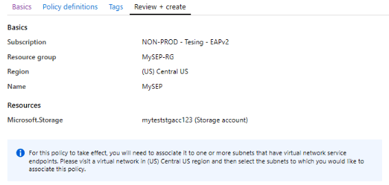 Enabling Azure Service Endpoint