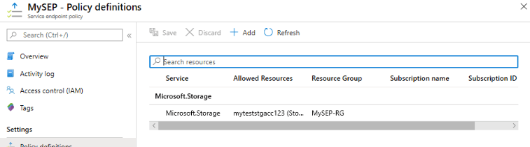 Subnet Azure Service Endpoint