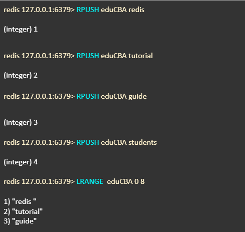 Redis LRANGE - Elements of the List