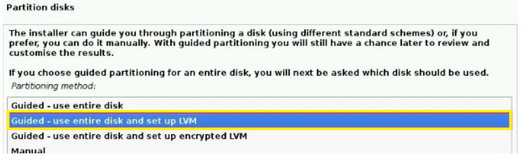 configure the Disk partition