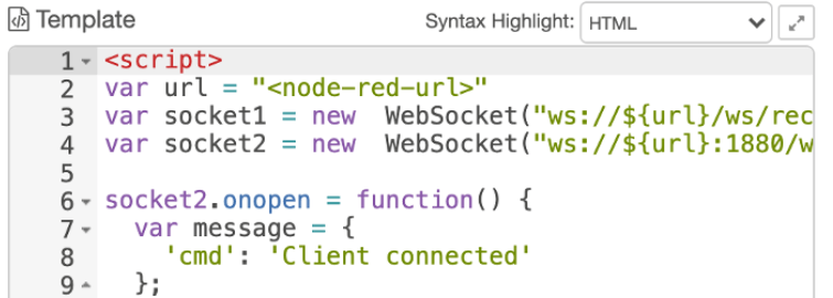 Node-RED WebSocket - HTML Template