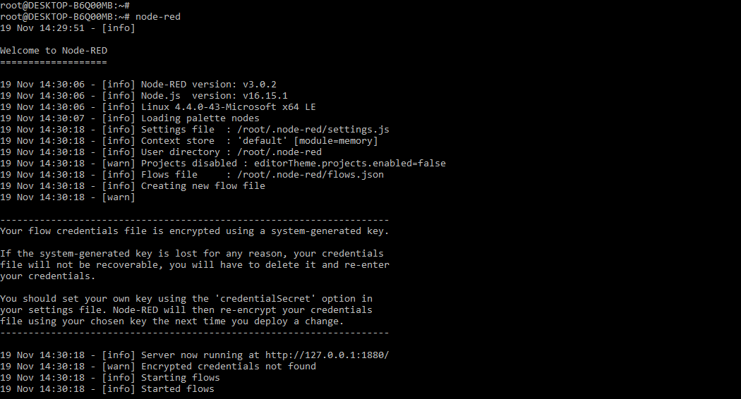 Running Node-RED WebSocket