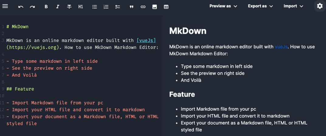 Markdown editor