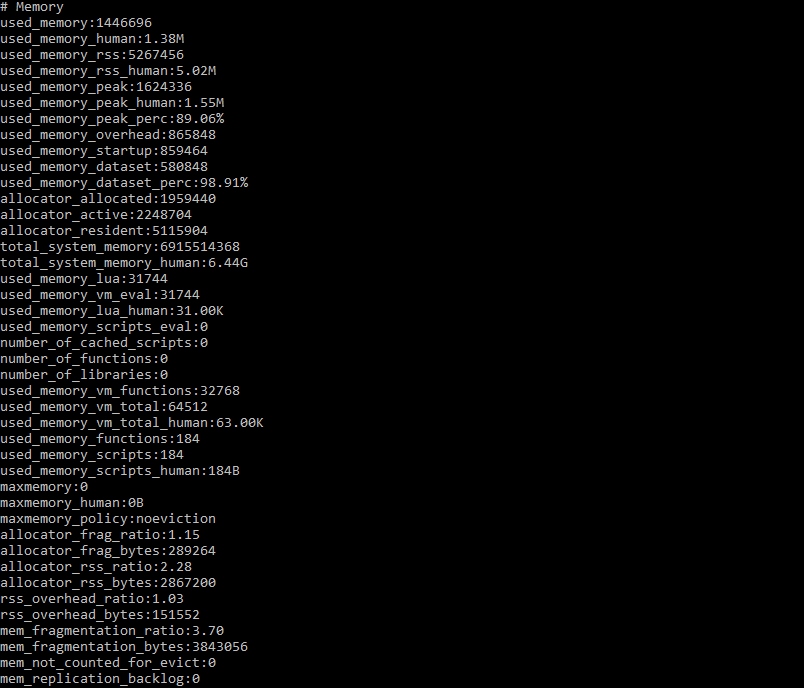 Redis INFO - retrieving parameters