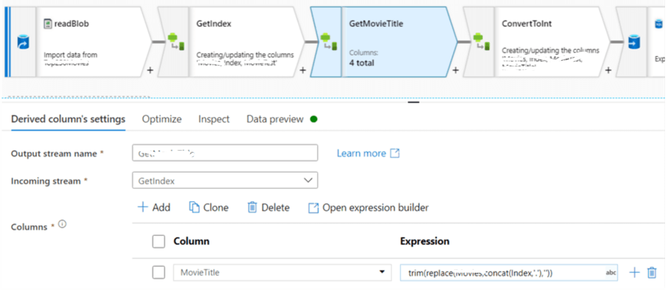 creating expression for single column