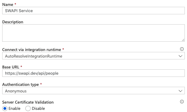 Azure Data Factory Pipeline - New Linked