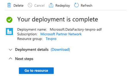 Azure Data Factory Pipeline - Create Button