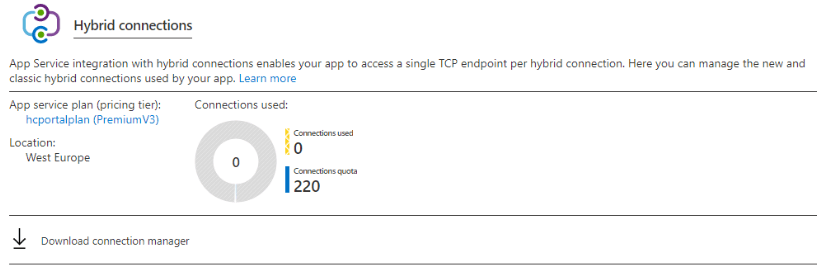 New Azure Hybrid Connection