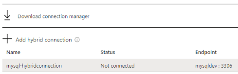 Created Azure Hybrid Connection
