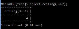 MySQL Function - ceiling()