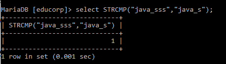 MySQL Function - strcmp()