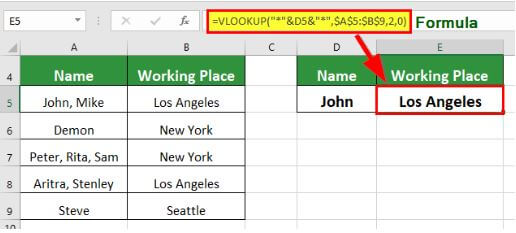 VLOOKUP function in excel to find a partial match
