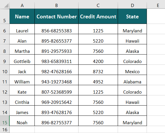 transpose in excel example 1