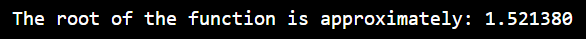 Bisection Method in C - Root of the Function