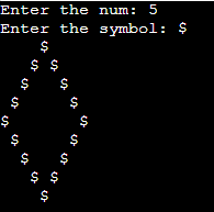 Hollow Diamond Pattern in Java - Using While Loop