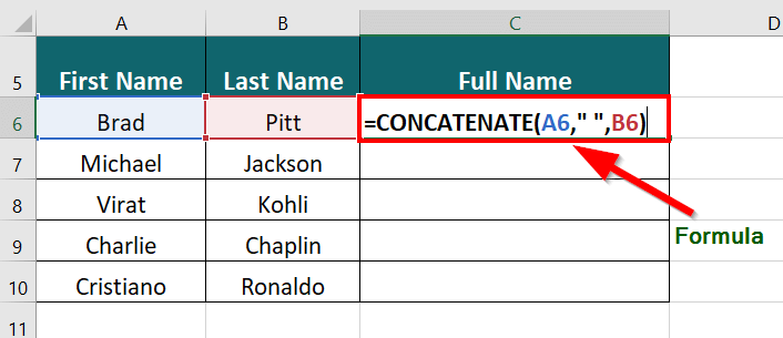 advanced excel formulas-CONCATENATE Example 1