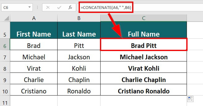 advanced excel formulas-CONCATENATE Example 2