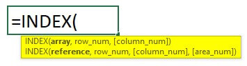 advanced excel formulas-INDEX function Syntax