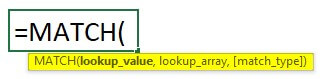advanced excel formulas-MATCH Function Syntax