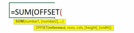 advanced excel formulas-OFFSET with SUM Function Syntax
