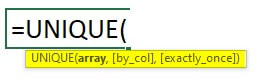 advanced excel formulas-UNIQUE Function Syntax