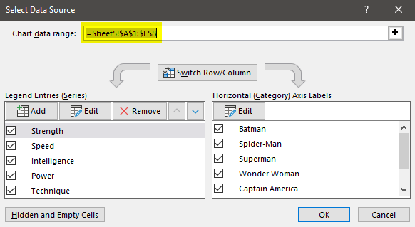 Radar Chart in Excel-How to Edit Given Solution Chart 2