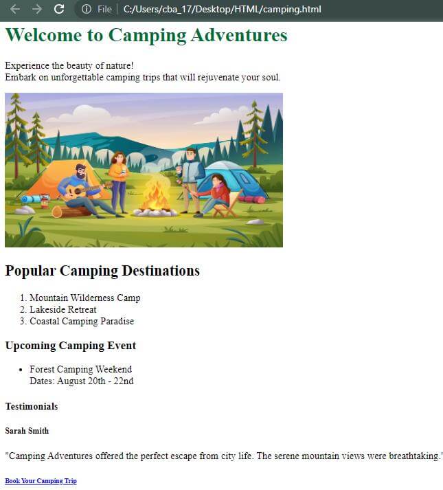 Basic HTML Tags example
