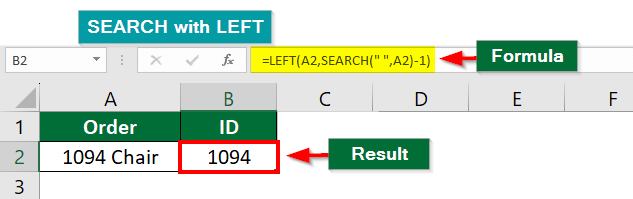 SEARCH Formula in Excel-SEARCH with LEFT 