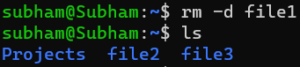 rm -d file1 -Unix Command